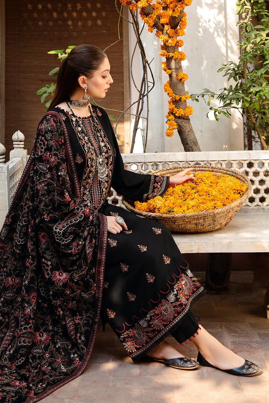 DHANAK 3PC HEAVY EMBROIDERED UNSTITCHED SUIT (NC 7554)