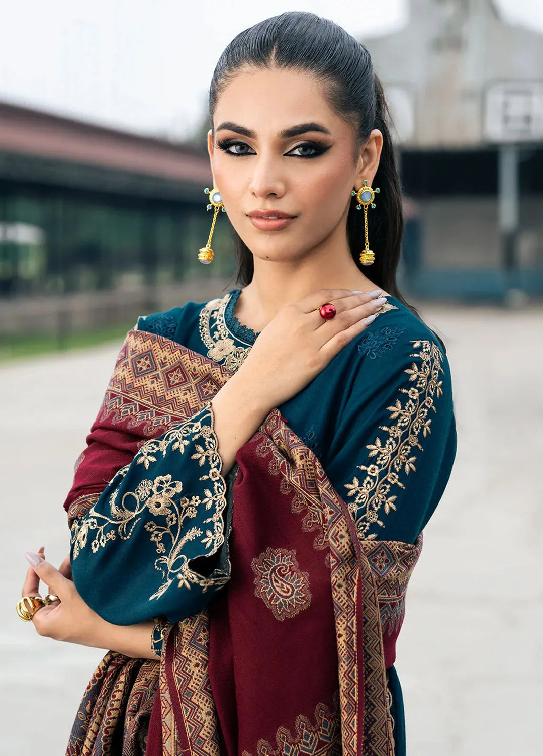 IZEL DHANAK 3PC HEAVY EMBROIDERED UNSTITCHED ARTICLE (NC 7567)