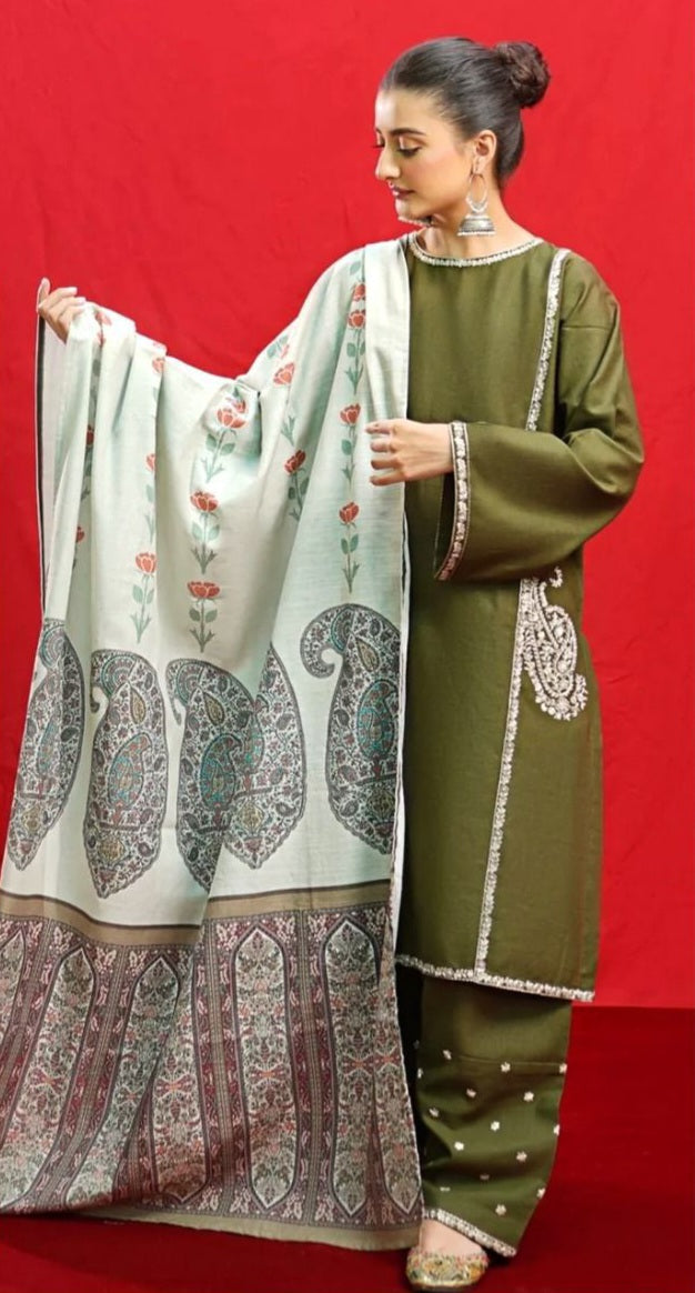DHANAK 3PC EMBROIDERED UNSTITCHED ARTICLE (NC 3056)