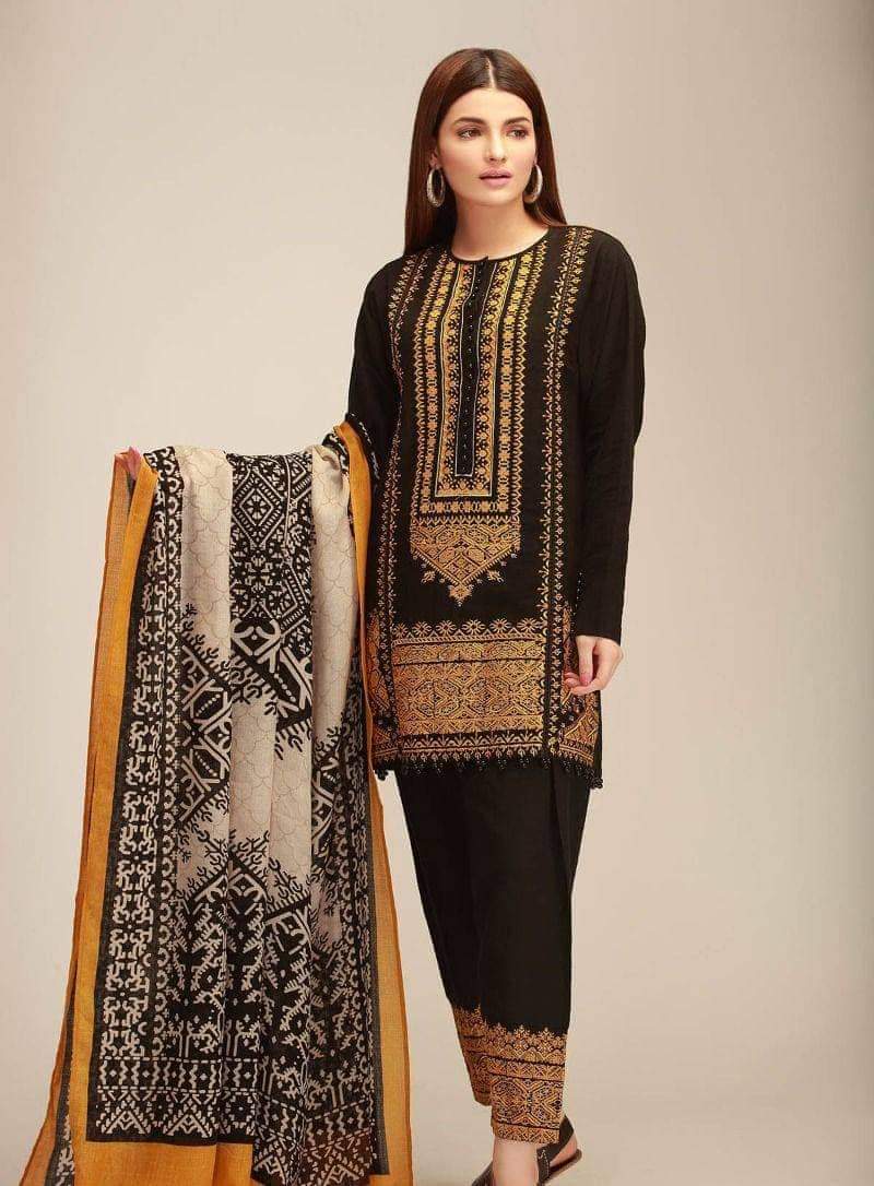 KHADDI DHANAK 3PC EMBROIDERED UNSTITCHED ARTICLE (NC 7575)