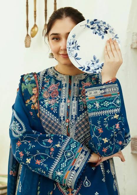 DHANAK 3PC HEAVY EMBROIDERED UNSTITCHED ARTICLE (NC 75  )