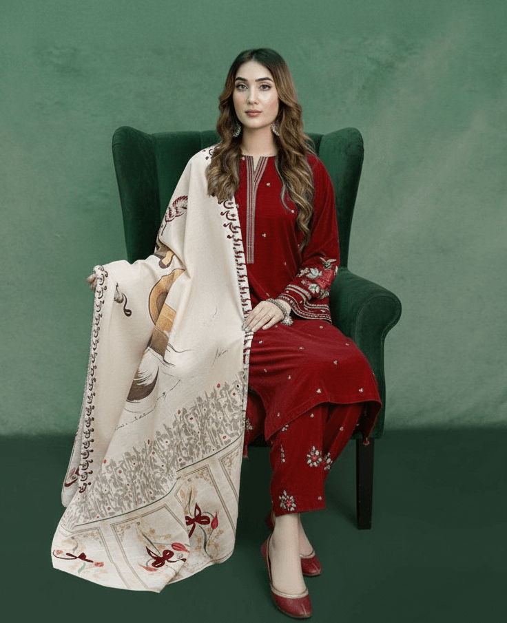 DHANAK 3PC EMBROIDERED UNSTITCHED SUIT (NC 7515)