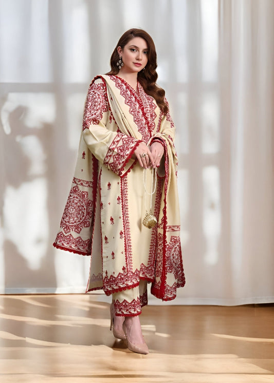 ANEELA’S DHANAK 3PC HEAVY EMBROIDERED UNSTITCHED ARTICLE (NC 7576)