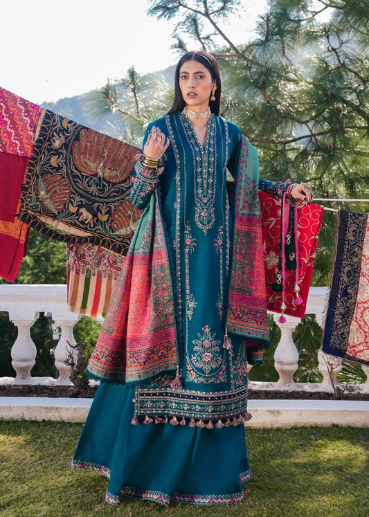 HUSSAIN REHAR DHANAK 3PC HEAVY EMBROIDERED UNSTITCHED ARTICLE (NC 3071)