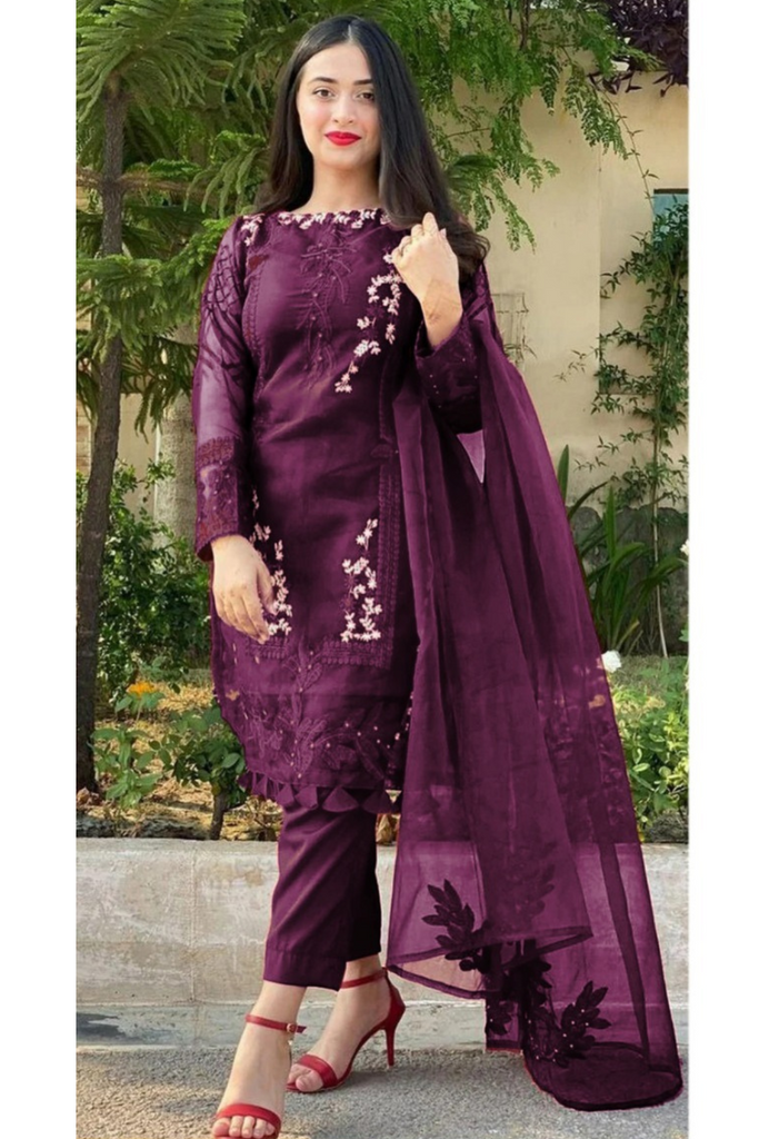 DHANAK 3PC HEAVY EMBROIDERED UNSTITCHED (NC 3061)