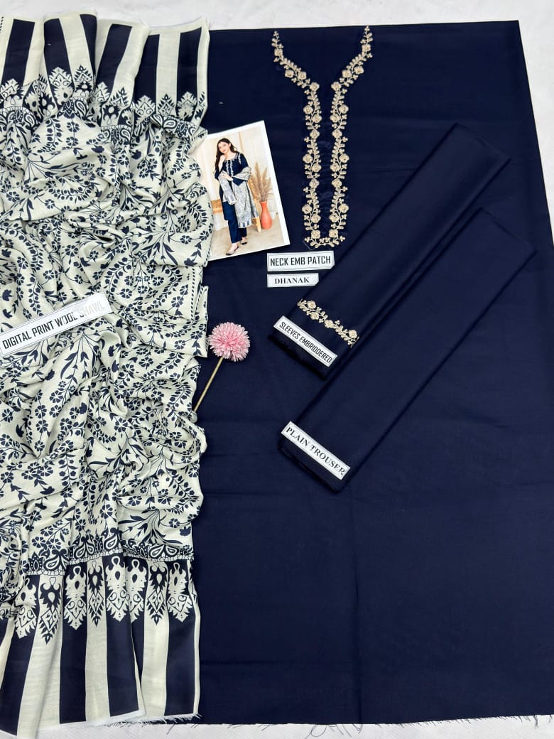 DHANAK 3PC EMBROIDERED UNSTITCHED (NC 7527)