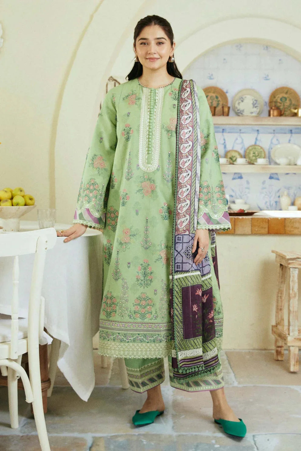 DUR E FISHAN DHANAK 3PC EMBROIDERED UNSTITCHED ARTICLE (NC 7526)