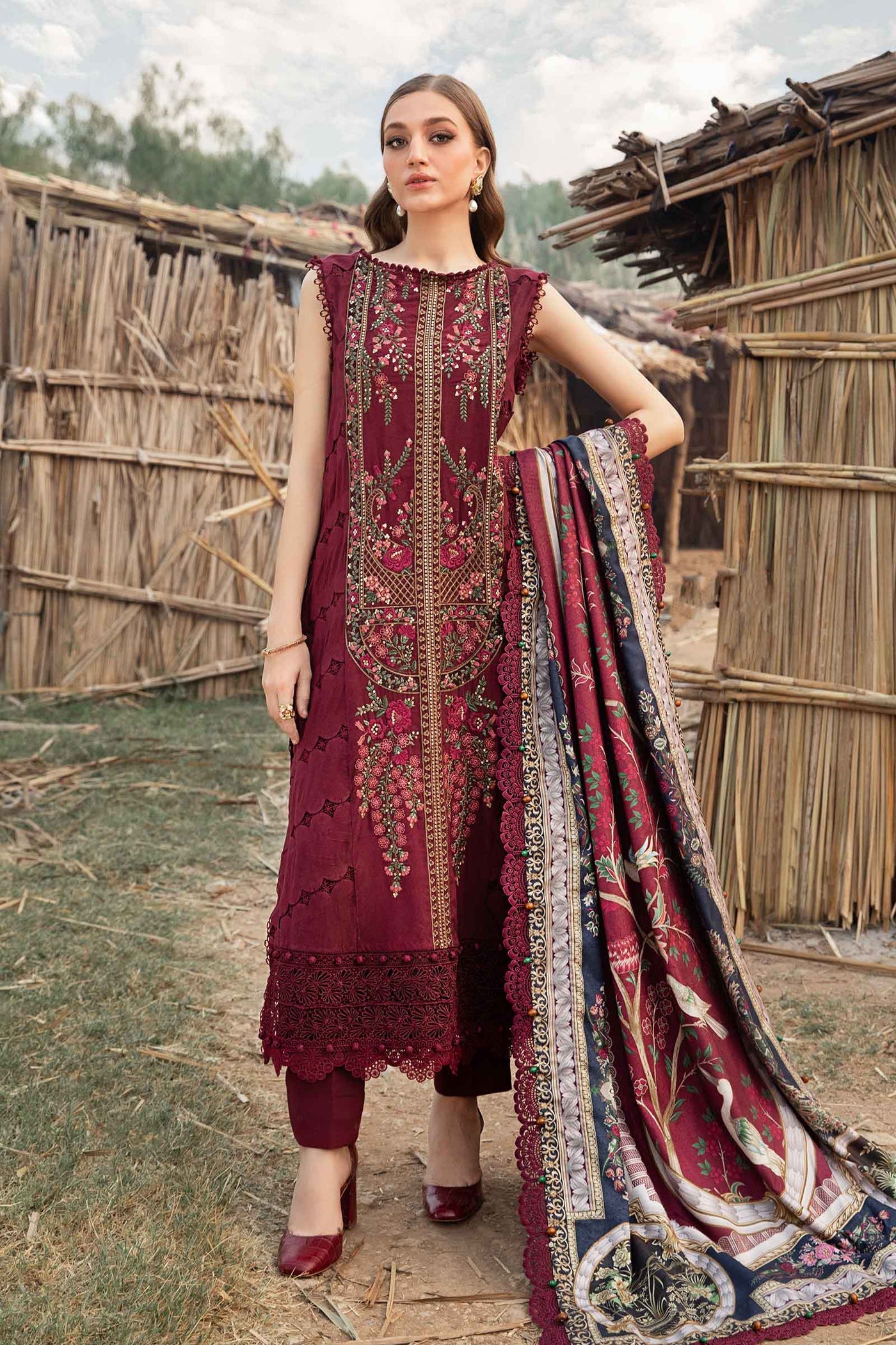 DHANAK 3PC HEAVY EMBROIDERED UNSTITCHED ARTICLE (NC 7516)