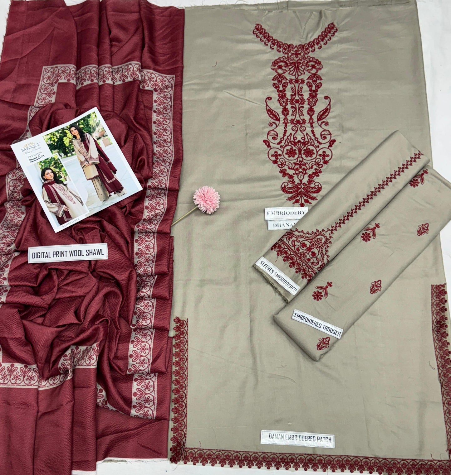 DHANAK 3PC EMBROIDERED UNSTITCHED (NC 7552)