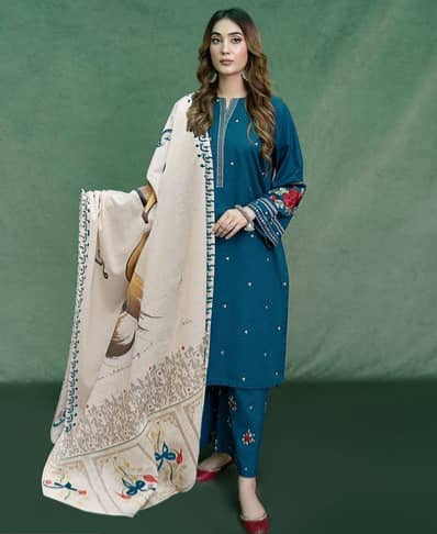 DHANAK 3PC EMBROIDERED UNSTITCHED SUIT (NC 7515)