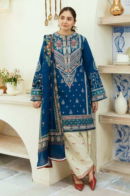 DHANAK 3PC HEAVY EMBROIDERED UNSTITCHED ARTICLE (NC 75  )