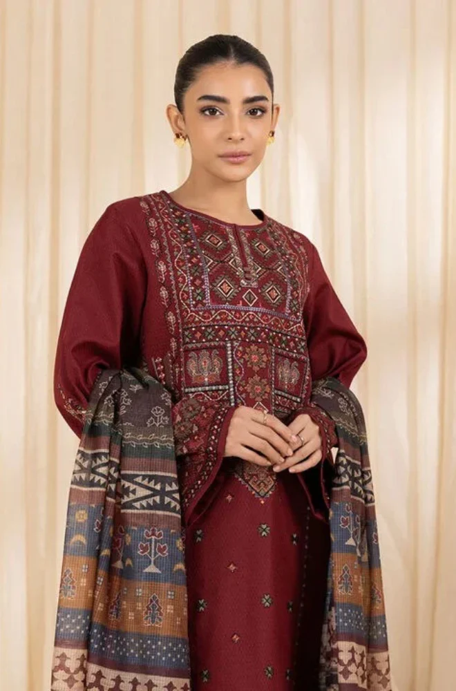 DHANAK 3PC HEAVY EMBROIDERED UNSTITCHED SUIT (NC 7546)