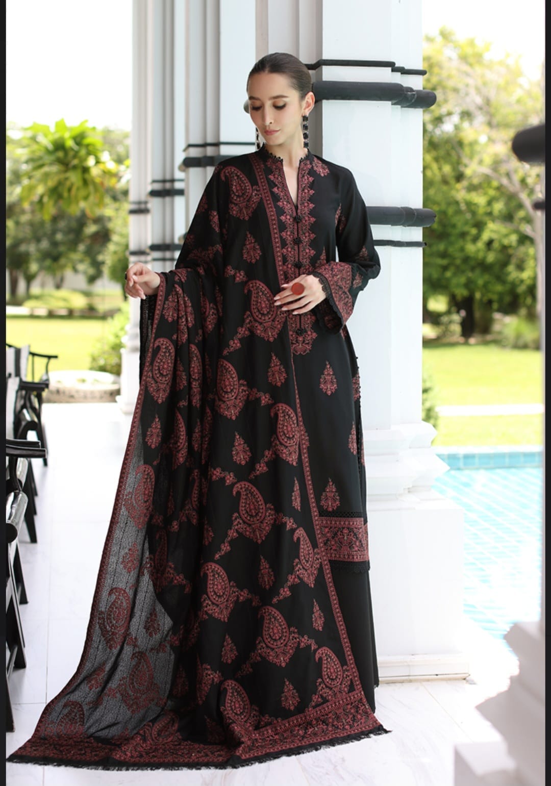 BAREEZE DHANAK 3PC HEAVY EMBROIDERED UNSTITCHED ARTICLE (NC 7555)