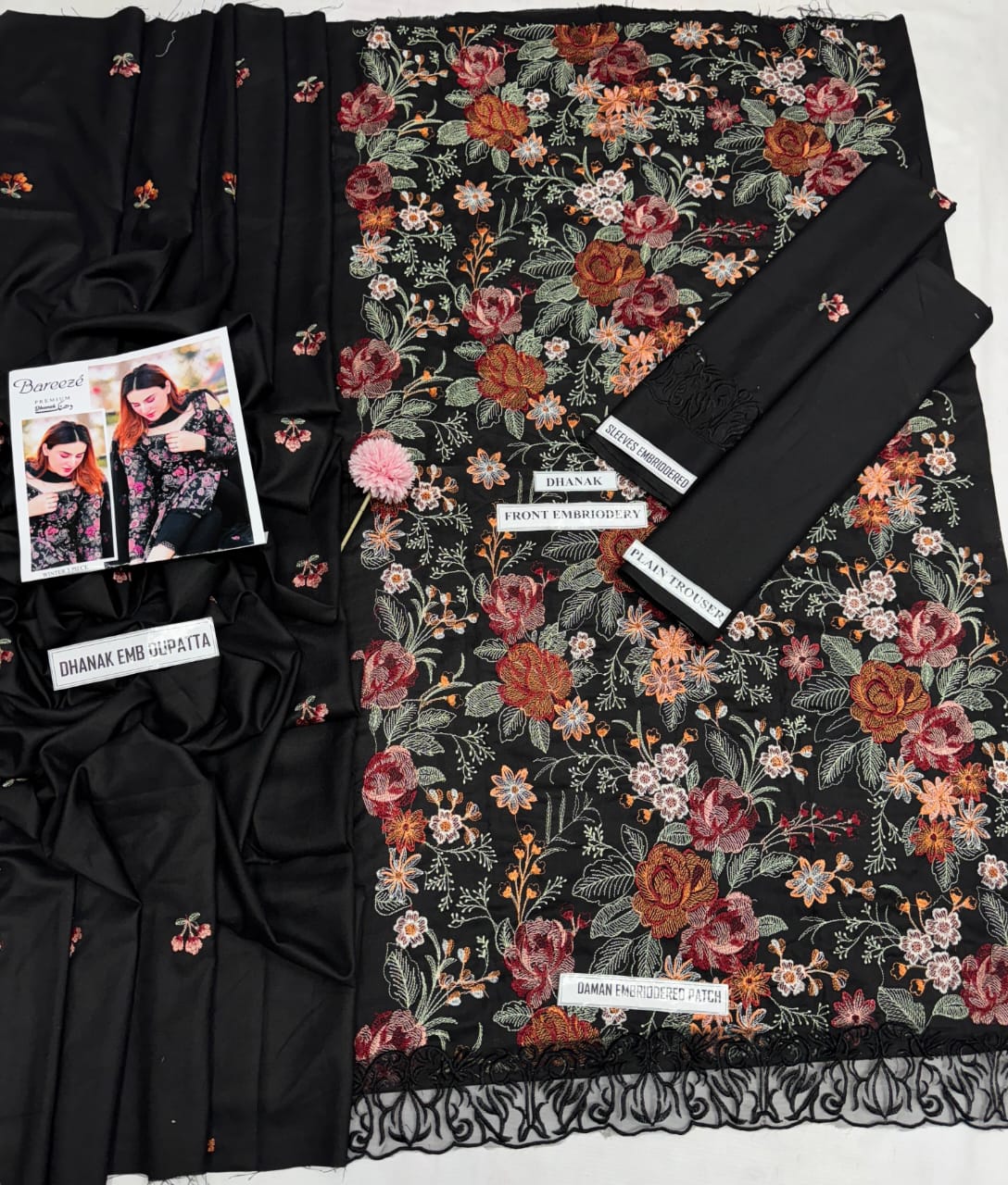 DHANAK 3PC HEAVY  EMBROIDERED UNSTITCHED (NC 7560)