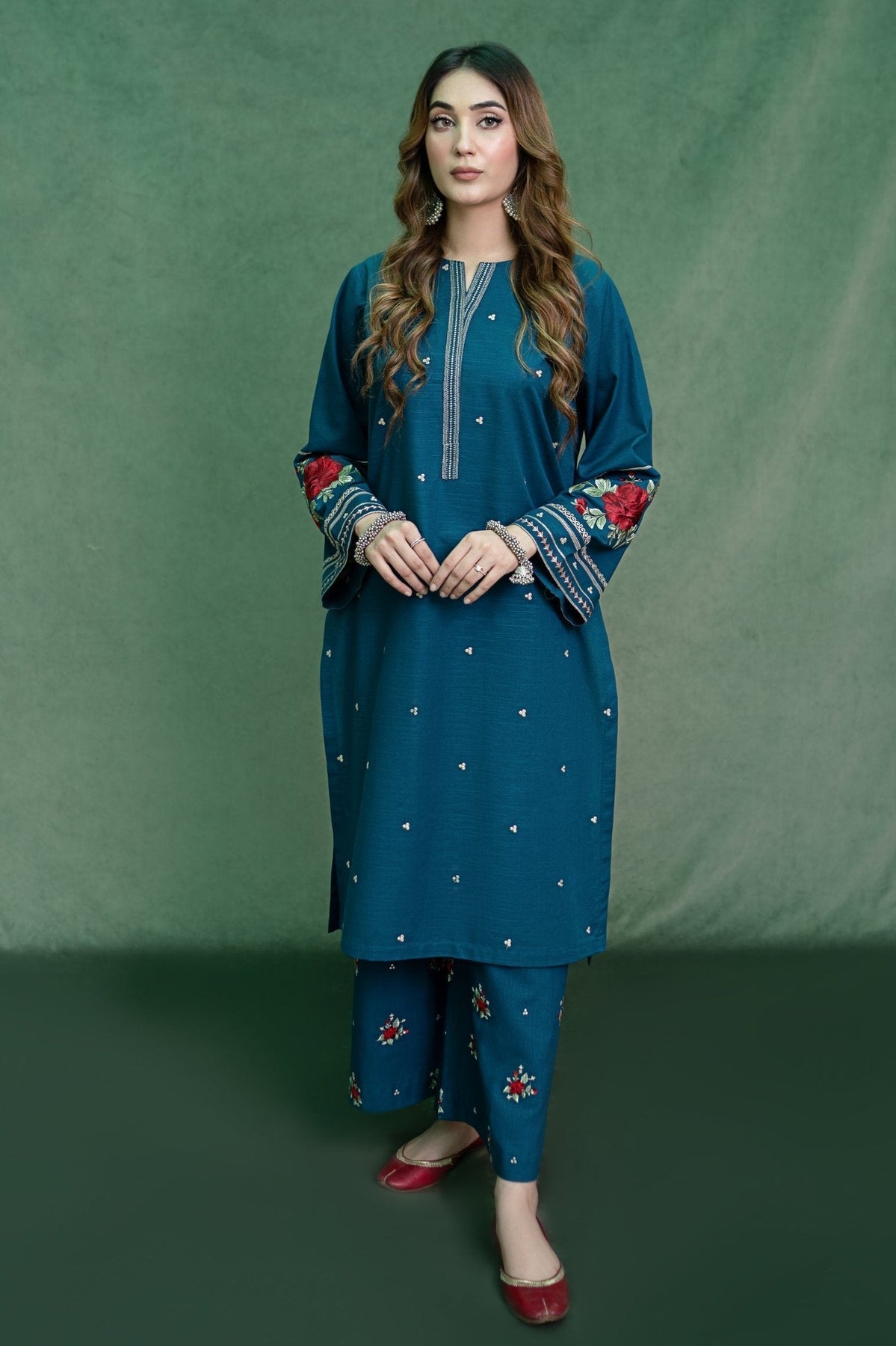 DHANAK 3PC EMBROIDERED UNSTITCHED SUIT (NC 7515)