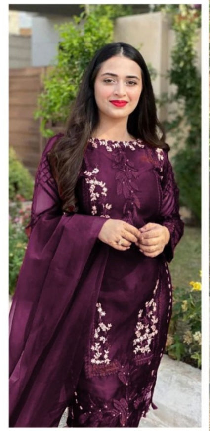 DHANAK 3PC HEAVY EMBROIDERED UNSTITCHED (NC 3061)