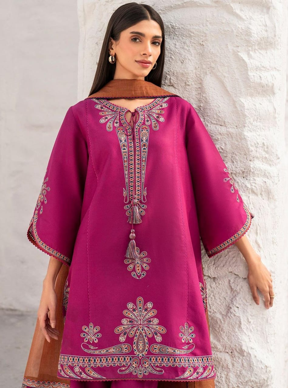 DHANAK 3PC HEAVY EMBROIDERED UNSTITCHED ARTICLE (NC 3058)