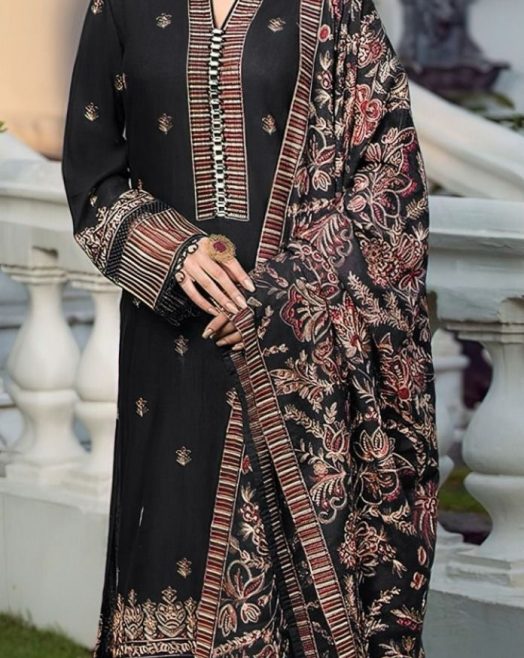 BAREEZE DHANAK 3PC HEAVY EMBROIDERED UNSTITCHED ARTICLE (NC 7545 A)