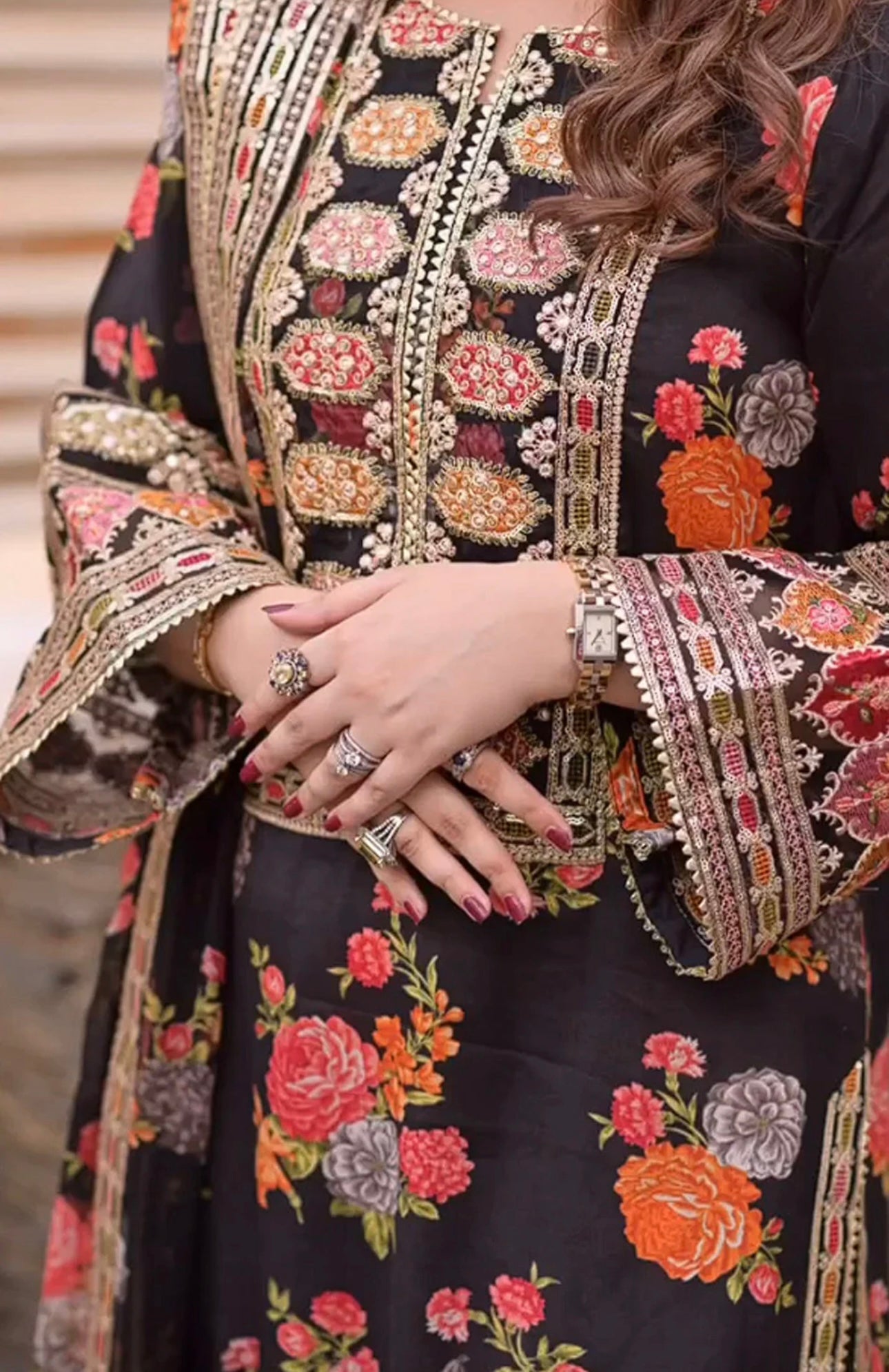 ANEELA’S SILK PRINT 3PC WITH EMBROIDERED PATCHES UNSTITCHED ARTICLE (NC 4653 B)