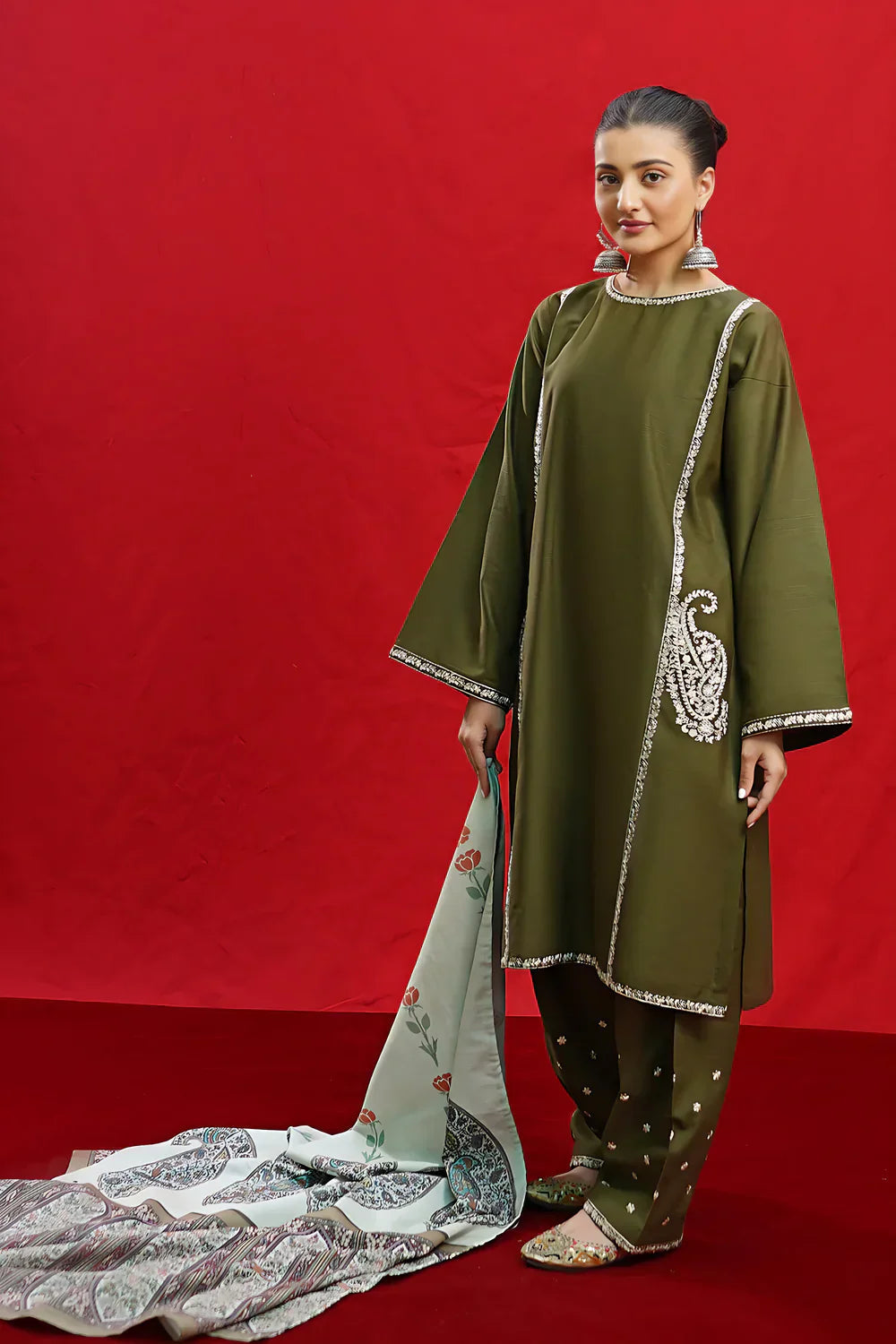 DHANAK 3PC EMBROIDERED UNSTITCHED ARTICLE (NC 3056)